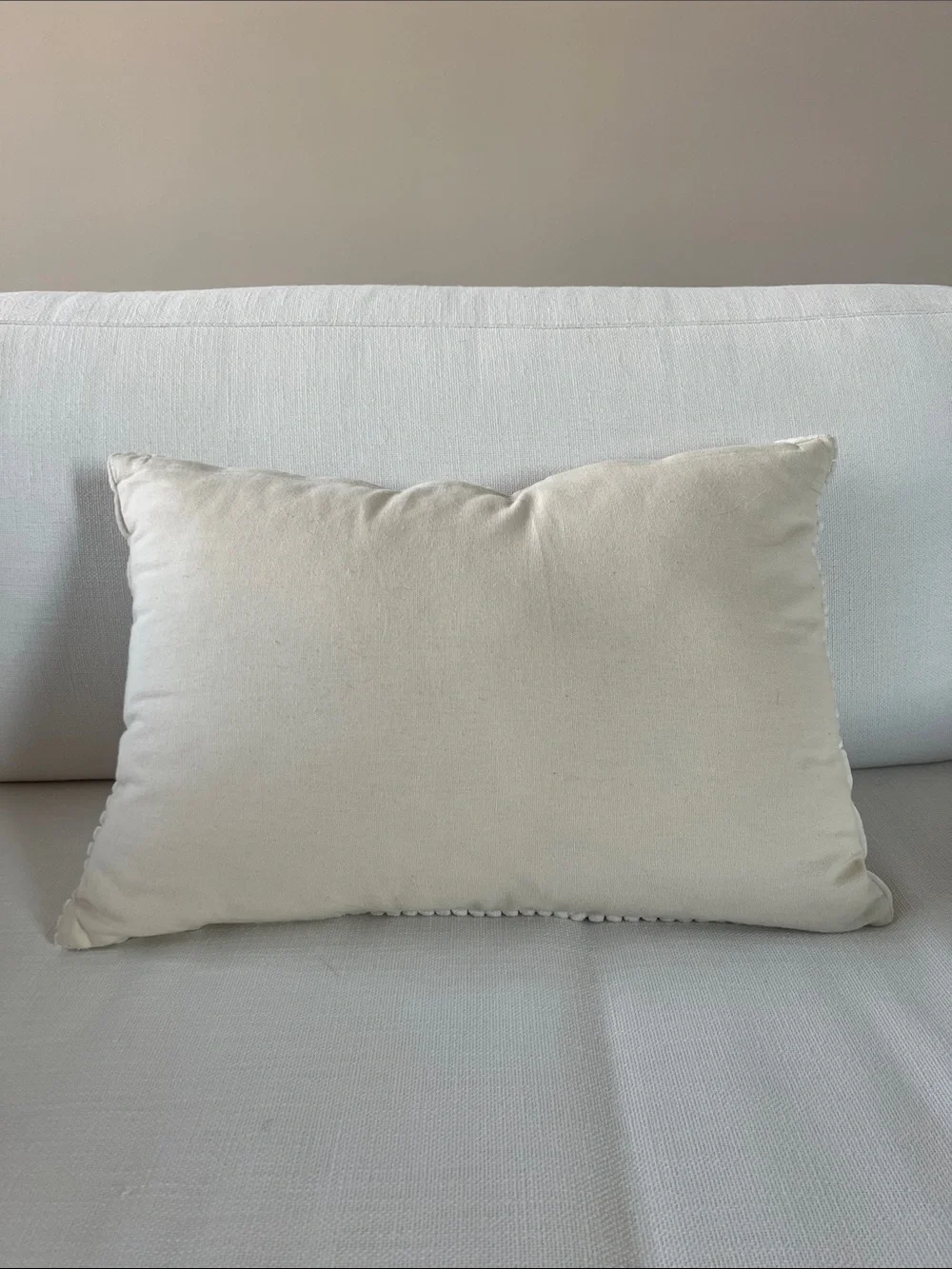 Cream Corduroy Patchwork Lumbar Pillow
